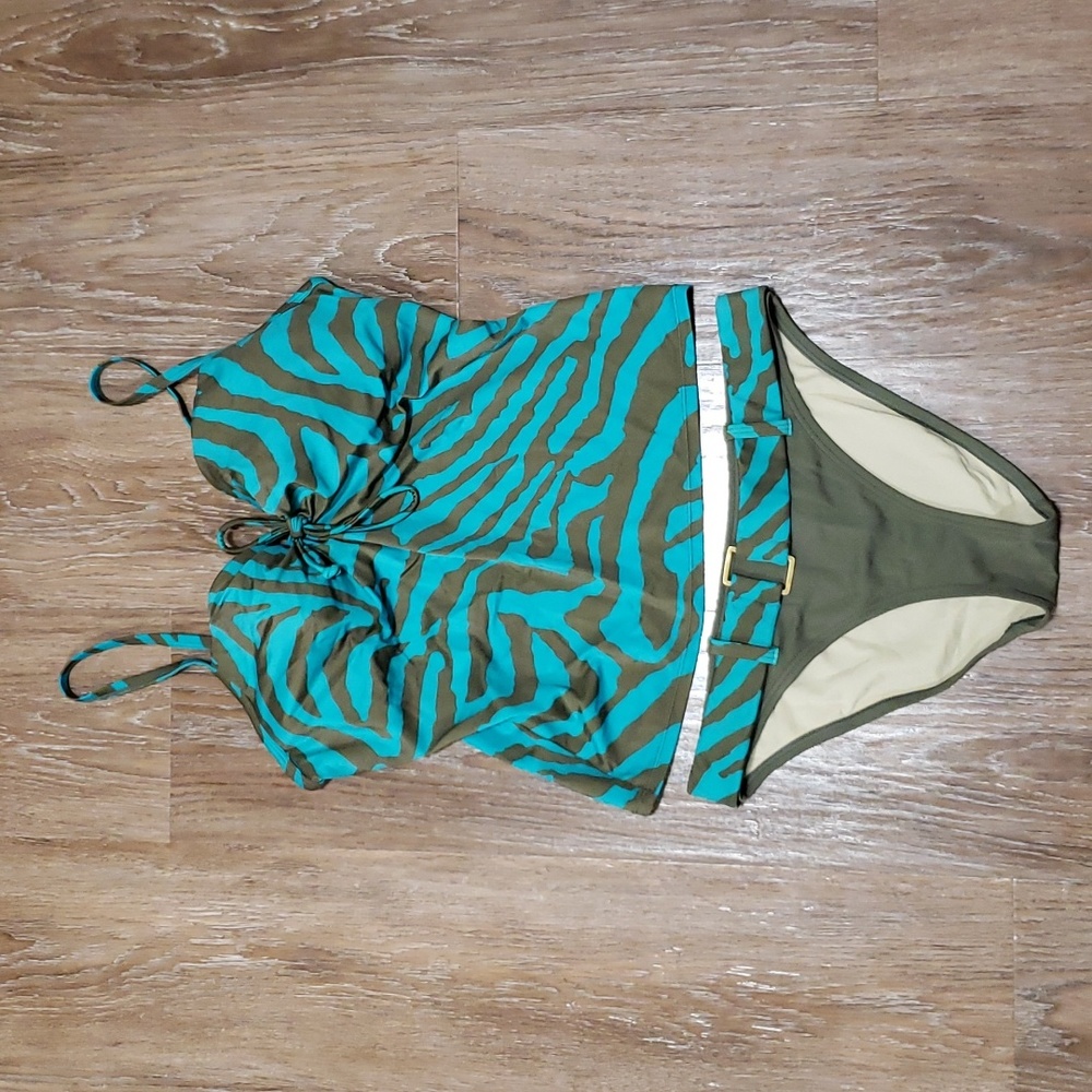 (34D) Victoria's Secret Tiger Print Two Piece Tankini Retro Pool Beachwear Water